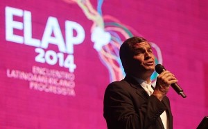 El presidente Correa durante su intervención en el ELAP 2014.